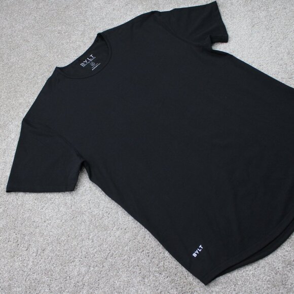 BYLT Lux Shirt Mens XL Black Drop Cut Cotton/Poly Stretch Short Sleeve Pullover - Picture 7 of 14